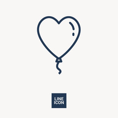 Heart balloon isolated single linear icon for websites and mobile minimalistic flat design.