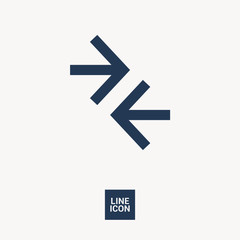 Contact vector icon. Arrows isolated minimal single flat icon for websites and mobile minimalistic flat design.