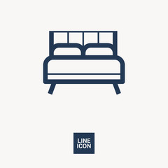 Bed single linear icon for websites minimalistic flat design.