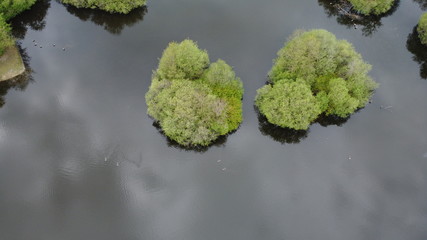 Luftaufnahme von kleinen Inseln auf See