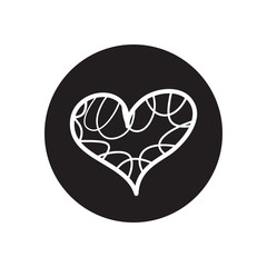 heart with decorative lines around, line block style