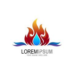 Fire logo and water drop design combination, Hot icons