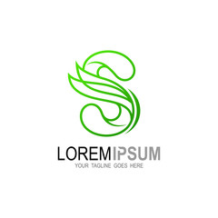 Logo letter s ,logo s with the appearance of lines and leaves