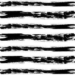 Seamless trendy black and white abstract striped pattern. Dye brush or charcoal or chalk texture. Vector illustration. Applicable for backgrounds, wrapping paper, textile concepts.