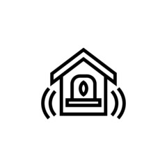 Burglar alarm vector icon in linear, outline icon isolated on white background