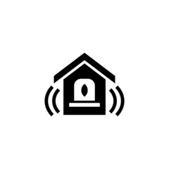 Burglar alarm vector icon in black solid flat design icon isolated on white background