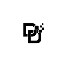 Vector letter D with dots connected technology style concept logo