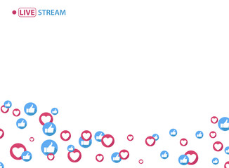 Like and heart icons for live stream video