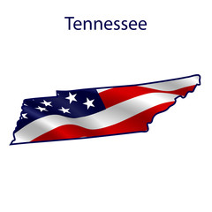 Tennessee full of American flag waving in the wind