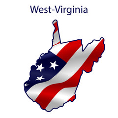 West Virginia full of American flag waving in the wind