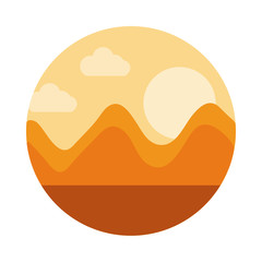 landscape nature sunset mountains scene flat style icon