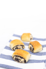 Poppy seeds cookies served on the plate with copy space