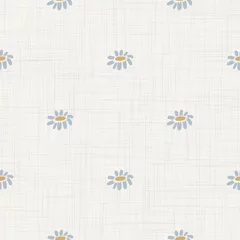 Afwasbaar behang Naadloos gegooid bloemenpatroon in Franse blauwe linnen shabby chique stijl. Hand getekende land bloei textuur. Rustieke geweven achtergrond. Keukenhanddoek home decor staal. Eenvoudig bloemmotief all-over print © Limolida Studio