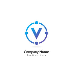 initial letter V logo with circle and dot element. design vector illustration people logo. logo for company. icon