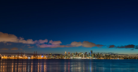 Vancouver Skyline At Night Looking South 