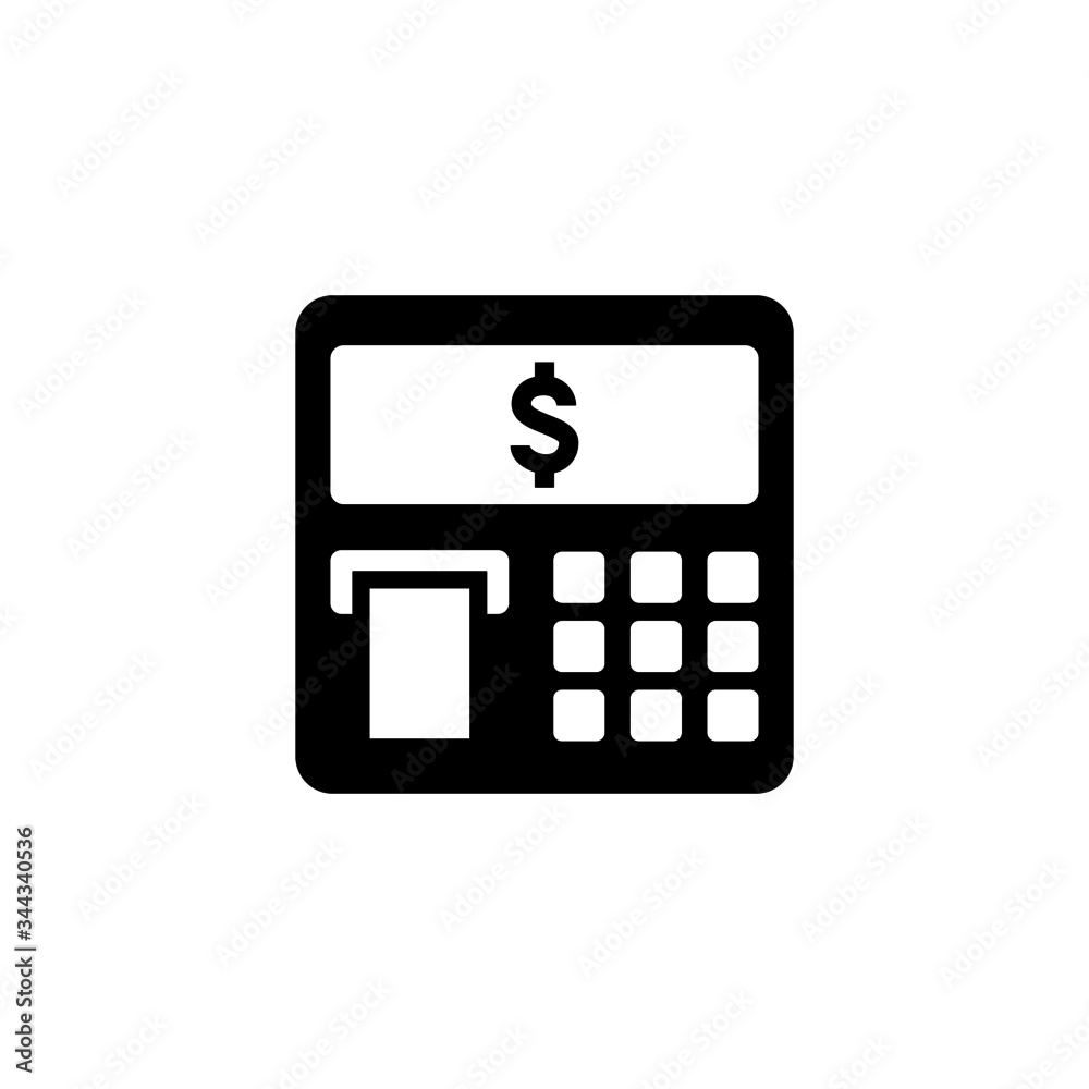 Poster Atm vector icon in black solid flat design icon isolated on white background