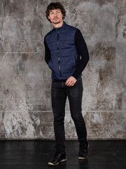 Obraz premium Full length studio portrait of attractive young man. Young Male Fashion Model Posing In Casual Outfit. 