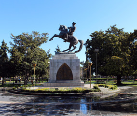 Fototapeta na wymiar Samsun - Turkey. 19 May 2017. May 19 Ataturk's sculpture in Samsun. 19 May youth and sports holiday.