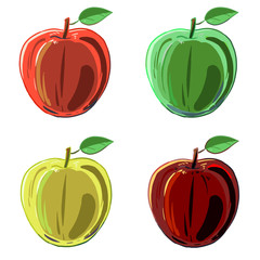 葉が付いたりんご