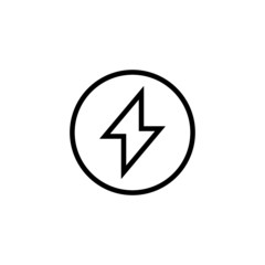 Lightning  icon vector in linear, outline icon isolated on white background