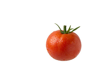 Red raw tomato isolated on a white background.