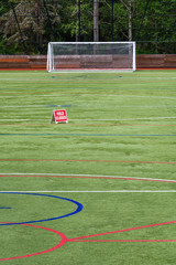 Field closed sign, athletic field closed due to coronavirus response
