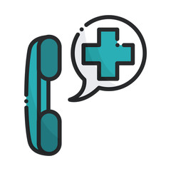 telephone help line health care equipment medical line and fill icon