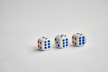 dice placed on white background