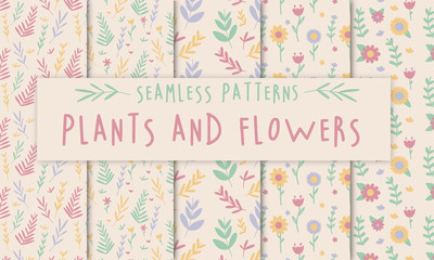 Plants and flowers Seamless Pattern