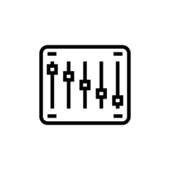 Sound mixer vector icon in linear, outline icon isolated on white background