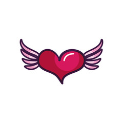 heart with cute wings icon, line color style