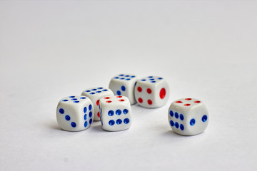 dice placed on white background