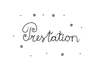 Prestation phrase handwritten with a calligraphy brush. Achievement in swedish. Modern brush calligraphy. Isolated word black