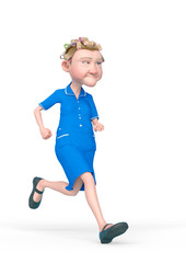 grandma nurse cartoon is jogging in white background