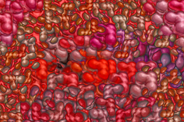 Abstract animation of rotating sphere decaying into multicolored moving particles on black background. Animation. Technology and science backdrop.