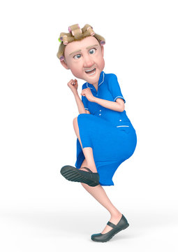 Grandma Nurse Cartoon Is Yelling In White Background