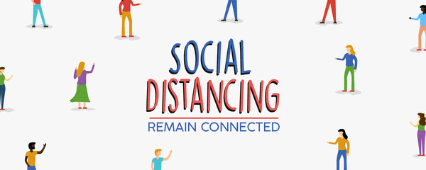 Social distancing banner for people connection