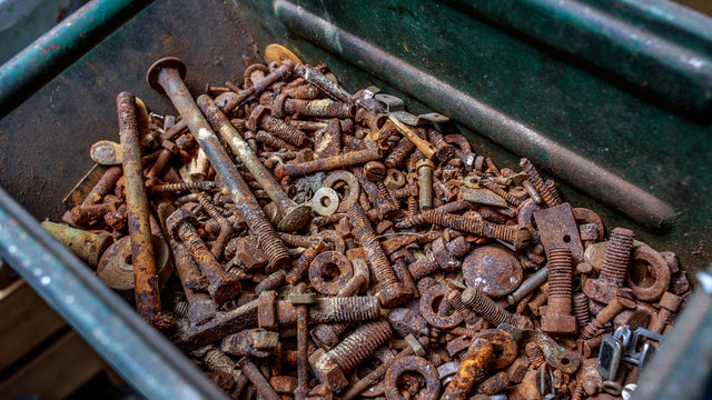 Close-up Of Rusty Bolts And Nuts
