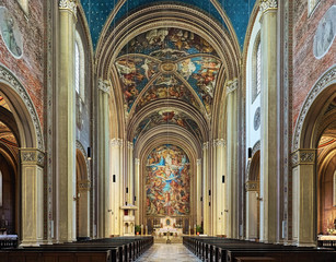 Munich, Germany. Interior of Ludwigskirche (Catholic Parish and University Church St. Louis). The...