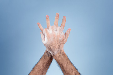 Fototapeta premium Hand washing with soap suds to achieve good prevention