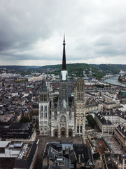 Rouen Cathedral in Normandy, France, Europe. Aerial photography