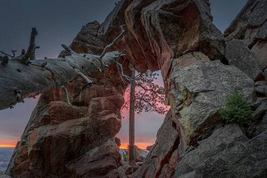 Sunrise at the Royal Arch in Boulder, Colorado