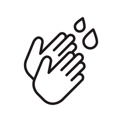 Obraz premium Hand wash icon in trendy line style design. Vector graphic illustration. Hygiene symbol and healthcare. Suitable for website design, logo, app, and template. Editable vector stroke. EPS 10.
