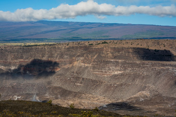 Halemaumau crater after the 2018 eruption of Kilauea in Hawaii Volcanoes National Park. 