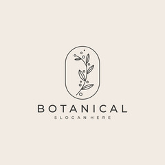 Botanical flowers logo line vector