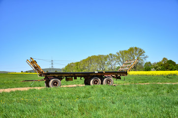 Fototapeta premium tractor in field, Germany, National Park Weilbach