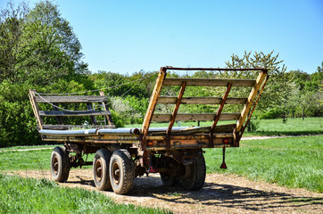 tractor cart in the field 