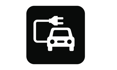 Electric car icon Hybrid vehicles eco friendly auto or a e-car illustrated vector clip art on black placard background