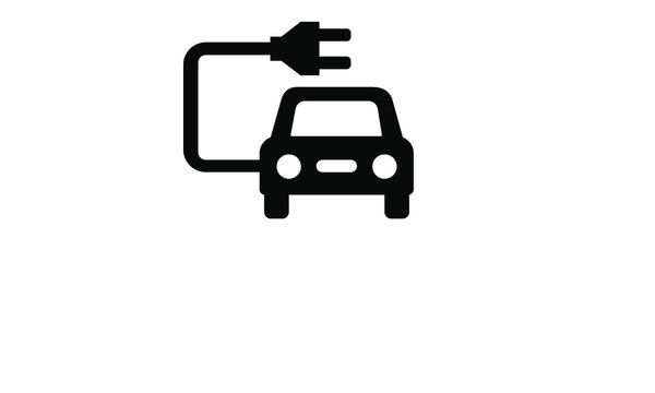Electric car icon Hybrid vehicles eco friendly auto or a e-car illustrated vector clip art on white background