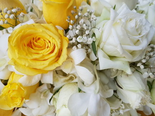 bouquet of yellow and white roses